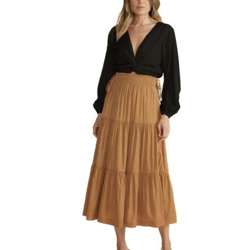 (B38) MINKPINK Harper Twist Blouse, Black,‎ Size XL, NWT